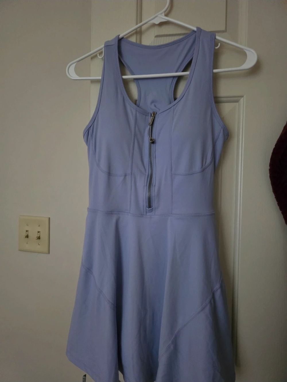 ALO Yoga Light Lavender Zip-Front Racerback Active Dress